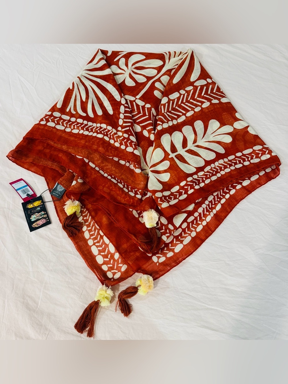 Vince Camuto Rust Boho Print Pareo - Picture 2 of 4